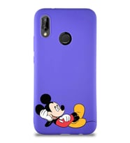 Huawei P20 Lite Soft Premier Kapak Mickey Mouse-F Tasarımlı Silikon Kılıf - Mor (Şeffaf)