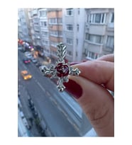 Gotik Haç Kırmızı Model Ayarlanabilir Kadın Yüzük