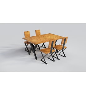 Ntconcept Lilien Masif Ağaç Rano Sandalyeli Masa Takımı (75x210cm Masa  + 8 Sandalye)
