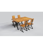 Ntconcept Lilien Masif Ağaç Rano Sandalyeli Masa Takımı (75x210cm Masa  + 8 Sandalye)