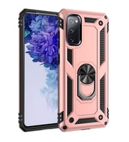 Samsung Galaxy S20 FE Kılıf Metal For Car Yüzüklü Standlı Military Ring Serisi (Rose)