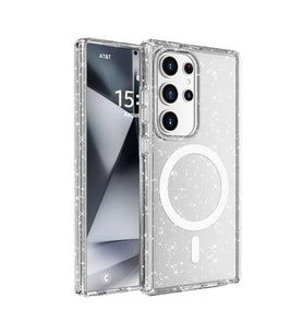Coverzone Samsung Galaxy S25 Ultra ile uyumlu Parlayan Simli Saydam Renkli Magsafe ile uyumlu W?reless ?arj �zellikli Z- Allstar Galaxy S25 Ultra i�in Kapak ?effaf
