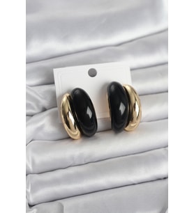 Damla Model Siyah Gold Renk Kadın Küpe - Tj-Bkp11666
