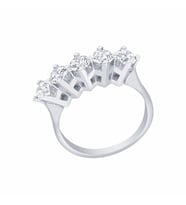 Diamond Line-Gülaylar Beyaz Altın 14 Ayar Beştaş Yüzük