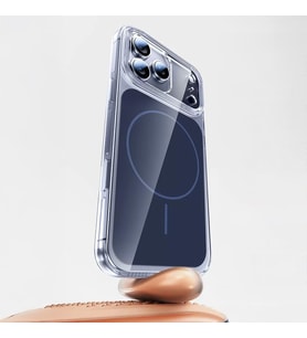 Apple iPhone 17 Pro Uyumlu Kılıf Zore M-safe Şarj Özellikli Şeffaf Kamera Kontrol Butonlu Lugano Kapak (Lacivert)
