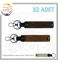 Motor Severlere, İsim Plaka ve B + Kan Grubu Yazılı Anlamlı Hediye x2 Anahtarlık, Kahve-K Kahve-SK