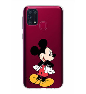 Samsung Galaxy M31 Kapak Mickey Mouse Tasarımlı Şeffaf Silikon Kılıf