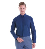 Hatemoğlu Lacivert Slim Fit Pamuklu Uzun Kollu Gömlek