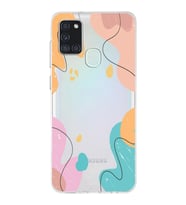 Samsung Galaxy A21s Uyumlu Kapak Karışık Renkler Tasarımlı Şeffaf Silikon Kılıf