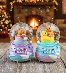 Büyük Boy Işıklı Müzikli Capybara Deniz Temalı Kar Küresi