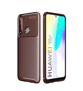 Huawei Y6P Kılıf Esnek Soft Karbon Tasarım Legion Serisi (Kahverengi)
