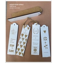 Nişan Düğün Kına Mevlid Hediyelik Ahşap Kitap Ayracı 3,5x14 cm 25 Adet