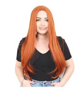 Fiber Sen Uzun Düz Peruk / Bakır