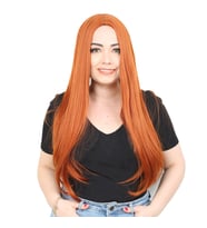 Fiber Sen Uzun Düz Peruk / Bakır