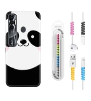 Tecno Spark 6 6 Go 8C 8 Pro 7 7 Pro Kılıf Kablo Koruma Spiral Silikon Sevimli Panda 1794