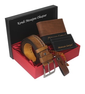 KİŞİYE ÖZEL BLACK STRIPED CÜZDAN-KARTLIK & TABA KEMER SET