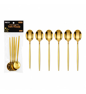 60 PARÇA GOLD TATLI KAŞIK SETİ 13CM - 1 PAKET İÇİNDE 6 ADET VARDIR - 10 PAKET GÖNDERİLİR (5343)