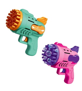 2 ADET MAVİ PEMBE KÖPÜK TABANCASI 29 DELİKLİ ÇOKLU KÖPÜK ATAN TABANCA  2 SOLİSYON HEDİYE BUBBLES GUN