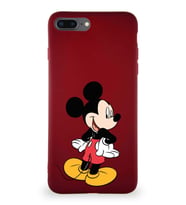 Apple iPhone 7 Plus Soft Premier Kapak Mickey Mouse-D Tasarımlı Silikon Kılıf - Mürdüm (Şeffaf)