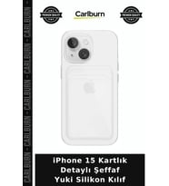 iPhone 15 Kartlık Detaylı Şeffaf Yuki Silikon Kılıf Cep Koruyucu Telefon Kabı