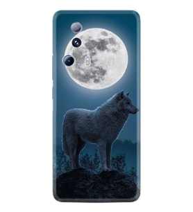 Xiaomi Mi 13 Lite Kılıf Resimli Desenli Silikon Platinium Series Moon Wolf 1820