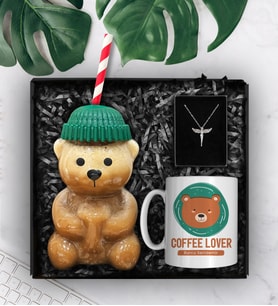 Bearista Şapkalı Pipetli Ayıcık Cam Bardak & Kişiye Özel Tasarım Kupa & Melek Kolye