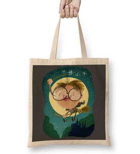 Harry Potter Magical Wizard Nerd Boy with Castle Bez Çanta Uzun Saplı