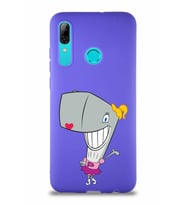 Huawei P Smart 2019 Soft Premier Kapak Pearl Yengeç Tasarımlı Silikon Kılıf - Mor (Şeffaf)