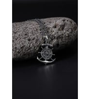 925 Ayar Pusulalı Gemi Çapası Erkek Kolye Silver