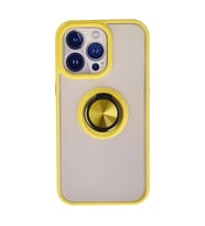 İphone 13 Pro Max Kılıf Montreal Yüzüklü Silikon Kapak - Sarı