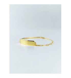 14 K Gold Kaplama 925 Ayar Gümüş El İşi Tasarım Plaka Bileklik