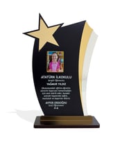 Kişiye Özel Plaket - Ahşap Plaket - Mezuniyet Hatırası - Okul Plaketi - 22cm x 12cm - Beyaz (Siyah-Altın)