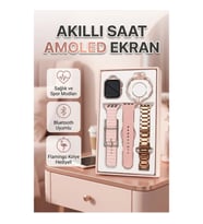 Amoled Ekranlı Akıllı Saat 3 Kordonlu Set Sesli Görüşme ve Aksesuar Hediyeli