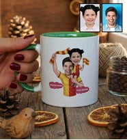 Kişiye Özel Karikatürlü Sarı Kırmızı Taraftar Baba Kız Kupa Bardak Babalar Günü Hediyesi