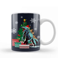 Godzilla Around The Christmas Tree Kupa Bardak Porselen