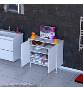 Modilayn SÖKE Küçük Alanlar İçin Akıllı Çözümler 70x75x32,5 cm’ lik 2 Kapaklı 4 Göz Raf Dolap