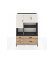 Hyperion Dolap 8 Raflı 5 Çekmeceli 3 Kapaklı 132x44x195 Antrasit-Aytaşı/Çam