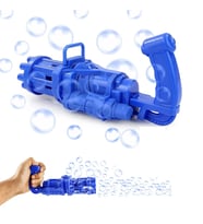 MAVİ ÇOKLU KÖPÜK ATAN KÖPÜK MAKİNASI BLUE BUBBLES GUN BANDIRMALI PİLLİ BALONCUK MAKİNASI 20X7 CM
