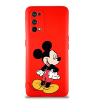 Realme 7 Pro Soft Premier Kapak Mickey Mouse-D Tasarımlı Silikon Kılıf - Kırmızı (Şeffaf)
