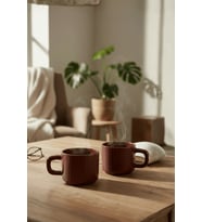 2 Adet El Yapımı 260 ml Bordo Parlak Seramik Mug Çay Kahve Kupası MIT1304