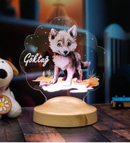 Sevimli Kurt Çocuk Odası Gece Lambası, Kurt Köpeği Bebek Doğum Günü Hediyesi, İsimli Çocuk Hediyesi