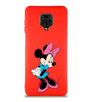 Xiaomi Redmi Note 9 Pro Soft Premier Kapak Minnie Mouse-F Tasarımlı Silikon Kılıf - Kırmızı (Şeffaf)