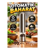 Otomatik Pilli Baharat Değirmeni – Işıklı Tuz ve Karabiber Öğütücü