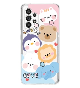 Samsung Galaxy A32 Uyumlu Cute Animals Tasarımlı Şeffaf Telefon Kılıfı