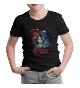 Stranger Things - Moonlight Siyah Çocuk Tshirt