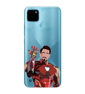 Realme C21Y/C25Y Uyumlu Iron Man Desenli Şeffaf Telefon Kılıfı