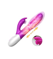 Şarjlı Isıtmalı Şişirilebilir İleri Geri G-Spot Klitoris Uyarıcı 2 in 1 Yapay Penis Rabbit Vibratör