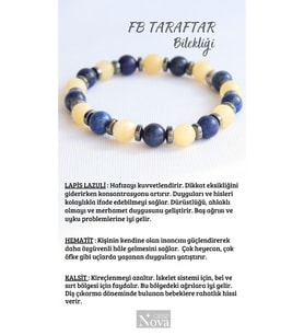 Sertifikalı Doğal Taş Fb Taraftar Bilekliği Lapis, Kalsit, Hematit