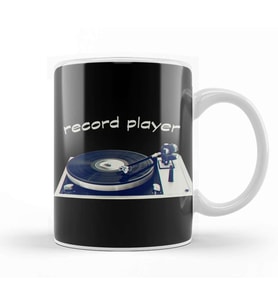 Retro Record Player Kupa Bardak Porselen