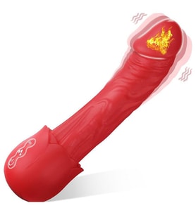 Pembe Tilki Isıtmalı 10 Modlu USB Manyetik Şarjlı Kırmızı Realistik Vibratör